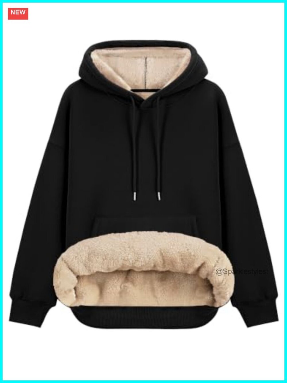 Womens Sherpa Lined Fleece Hoodie Oversized Pullover Warm Winter